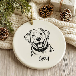 Ornamento De Cerâmica Personalized Lab Dog Christmas