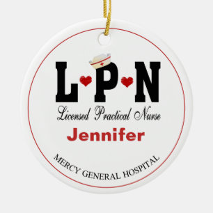 Ornamento De Cerâmica Personalized LPN Nurse Christmas  Ceramic Ornament
