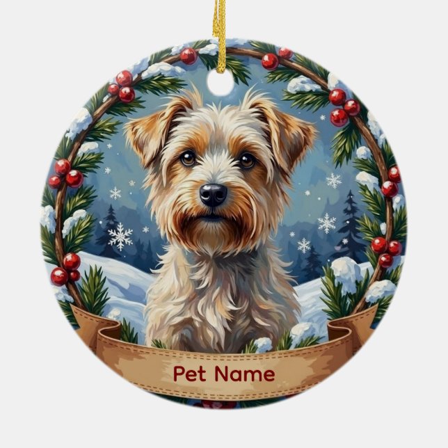 Ornamento De Cerâmica Personalized Maltese Christmas (Traseira)