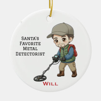 Ornamento De Cerâmica Personalized Man Doing Metal Detecting