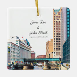 Ornamento De Cerâmica Personalized Milwaukee Skyline Ceramic Ornament