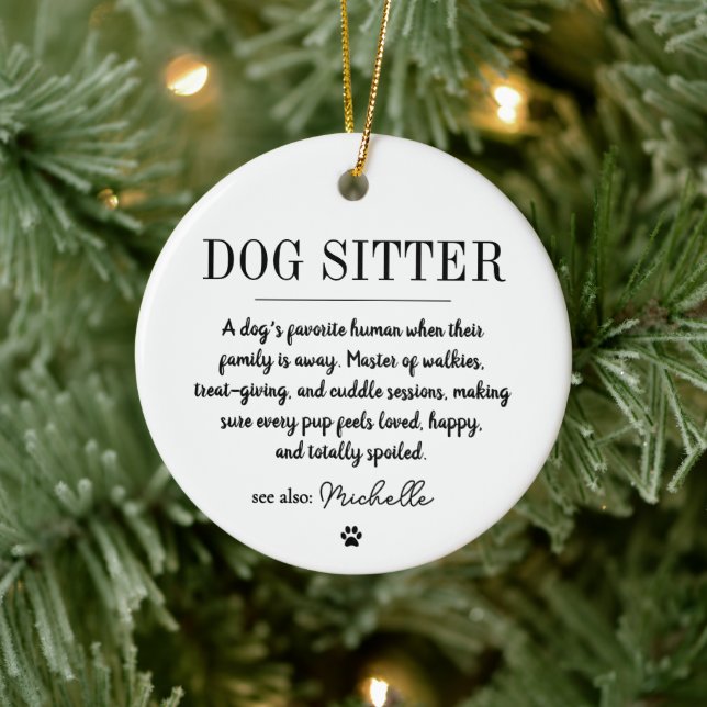 Ornamento De Cerâmica Personalized Modern Dog Sitter Pet Sitter Funny  (Árvore)