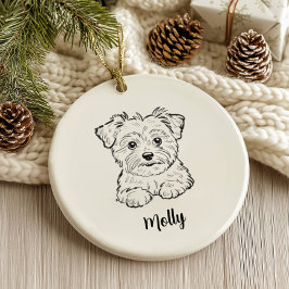 Ornamento De Cerâmica Personalized Morkie Dog Christmas
