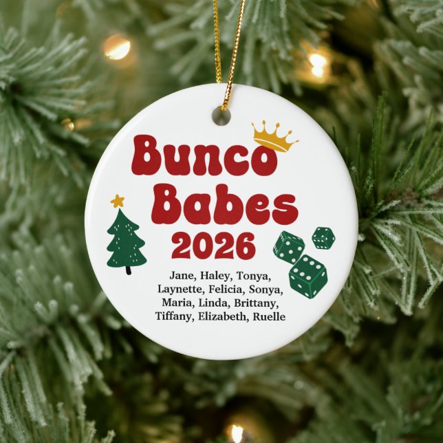 Ornamento De Cerâmica Personalized Name Bunco Babes Ornament (Árvore)