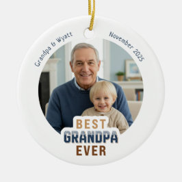 Ornamento De Cerâmica Personalized Names Photo Best Grandpa Ever