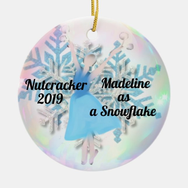 Ornamento De Cerâmica Personalized Nutcracker Ornament - Snowflake (Frente)