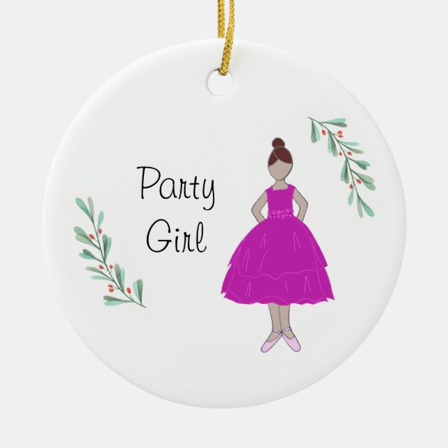 Ornamento De Cerâmica Personalized Nutcracker Party Girl  Keepsake (Frente)