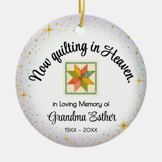 Ornamento De Cerâmica Personalized Ornament | Quilter "In Memory" (Frente)