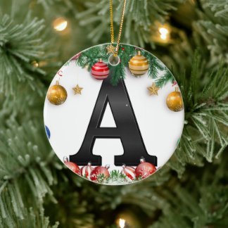 Ornamento De Cerâmica Personalized Ornament with Letter
