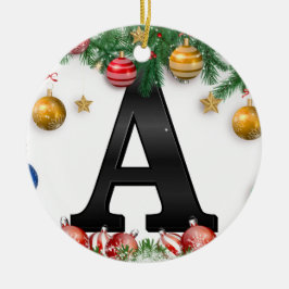 Ornamento De Cerâmica Personalized Ornament with Letter