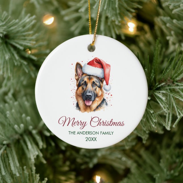 Ornamento De Cerâmica Personalized Pet German Shepherd Christmas  (Árvore)