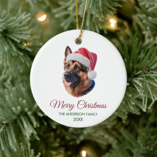Ornamento De Cerâmica Personalized Pet German Shepherd Christmas  (Árvore)
