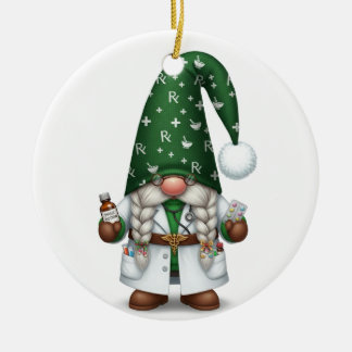Ornamento De Cerâmica Personalized Pharmacist Gnome Ornament