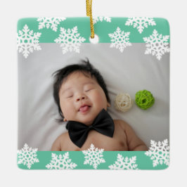 Ornamento De Cerâmica Personalized Photo Baby's First Christmas 
