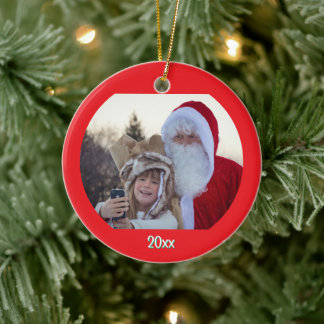 Ornamento De Cerâmica Personalized Photo Two Lines Text Merry Christmas