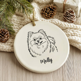 Ornamento De Cerâmica Personalized Pomeranian Dog Christmas