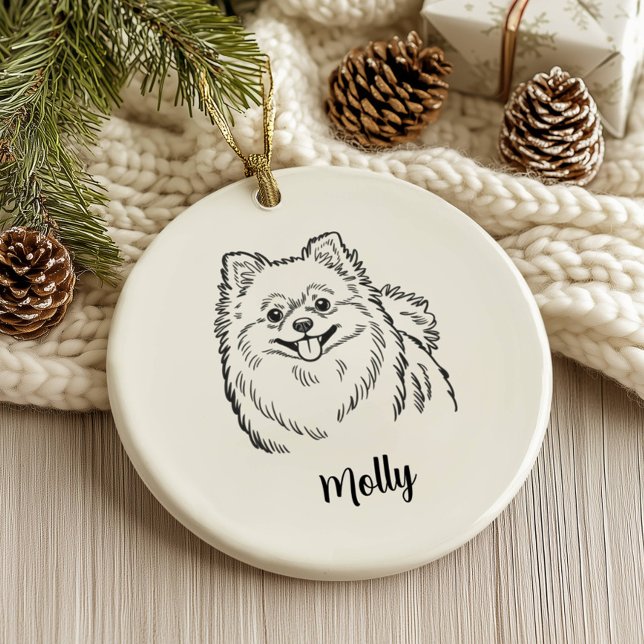 Ornamento De Cerâmica Personalized Pomeranian Dog Christmas (Criador carregado)