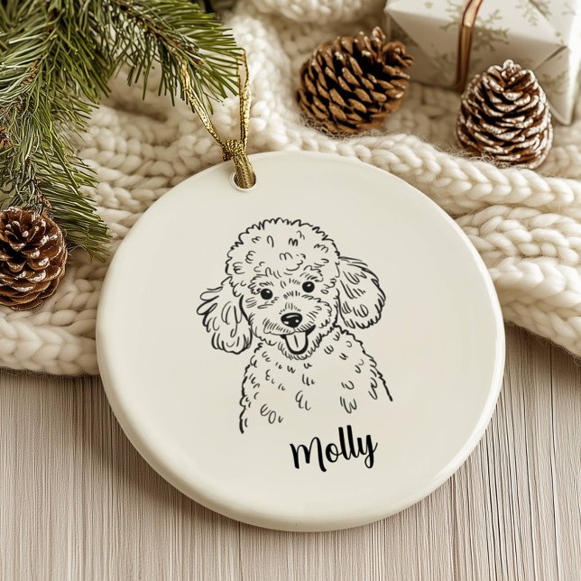 Ornamento De Cerâmica Personalized Poodle Dog Christmas (Criador carregado)