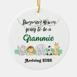 Ornamento De Cerâmica Personalized Promoted To Grandparent Jungle Animal
