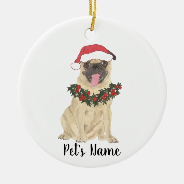 Ornamento De Cerâmica Personalized Pug (Frente)