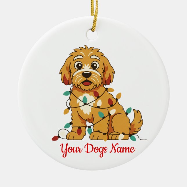 Ornamento De Cerâmica Personalized Puppy Christmas Ornament (Frente)