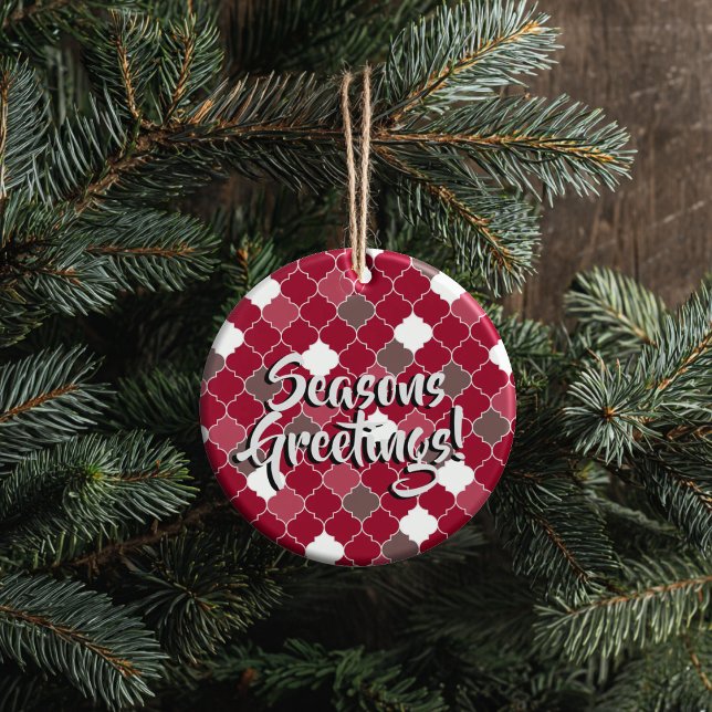 Ornamento De Cerâmica Personalized Quatrefoil Christmas (Thoughtful Custom Gift Idea for Milestones, doubles as an ornament or a collectible gift tag.
)