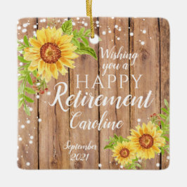 Ornamento De Cerâmica Personalized Rustic Happy Retirement Floral