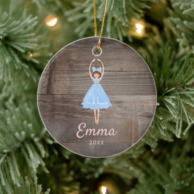 Ornamento De Cerâmica Personalized Rustic Sugarplum Fairy Ballerina (Árvore)