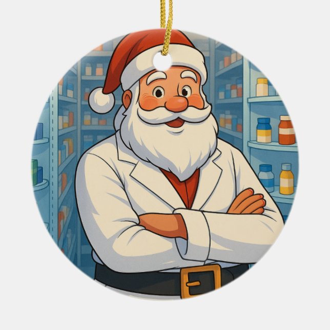 Ornamento De Cerâmica Personalized Santa as a Pharmacist Ornament (Frente)