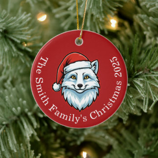 Ornamento De Cerâmica Personalized Santa Fox Ceramic Christmas Ornament