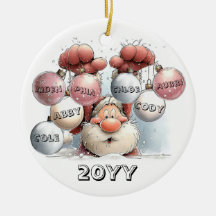 Personalized Santa in Snow Ceramic Ornament 