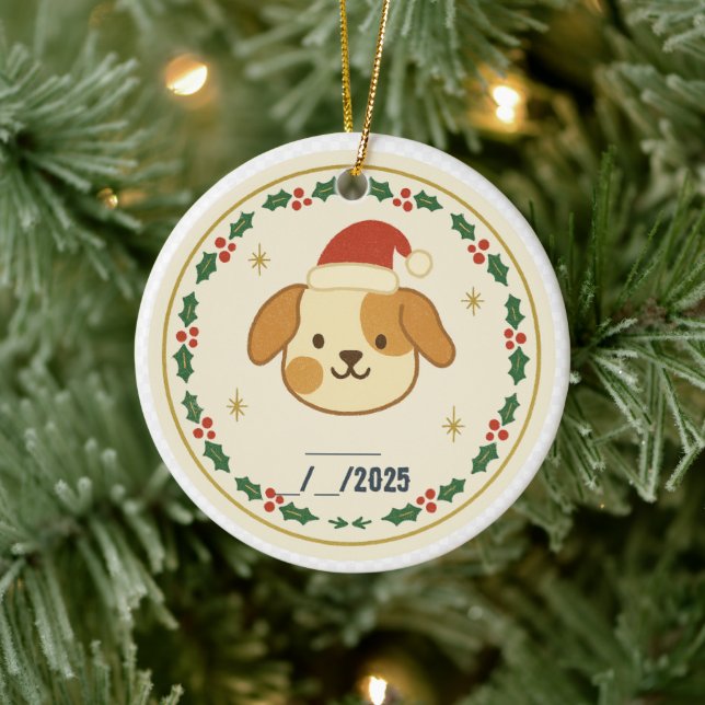 Ornamento De Cerâmica Personalized Santa Paws Pet Ornament | Custom Name (Árvore)
