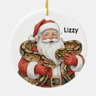 Ornamento De Cerâmica Personalized Santa with ball python snake