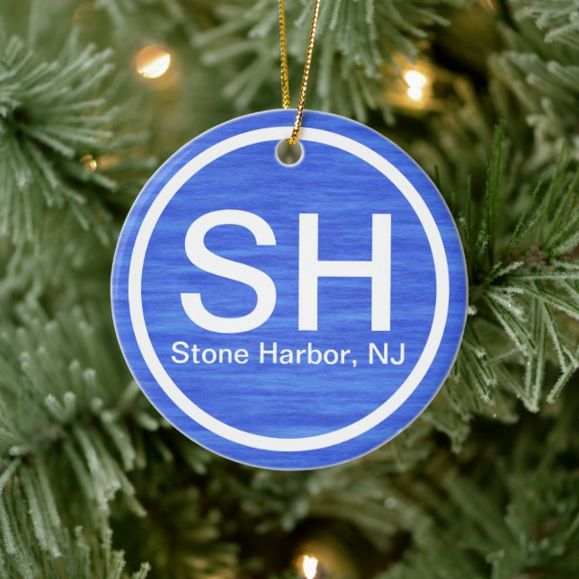 Ornamento De Cerâmica Personalized SH NJ Stone Harbor New Jersey Beach (Árvore)