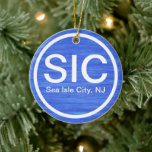 Ornamento De Cerâmica Personalized SIC NJ Sea Isle City New Jersey Beach<br><div class="desc">Personalized SIC Sea Isle City New Jersey Beach Christmas Ornament. *</div>