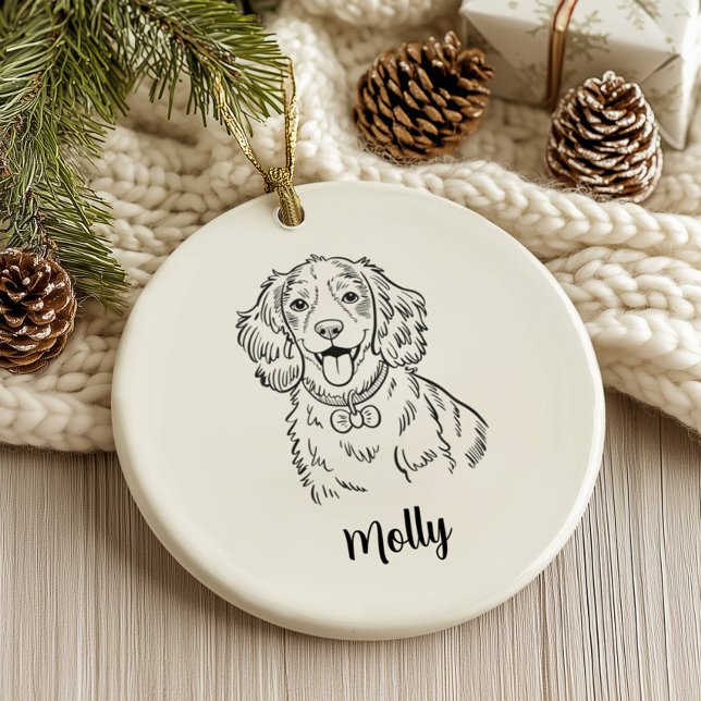 Ornamento De Cerâmica Personalized Spaniel Dog Christmas (Criador carregado)