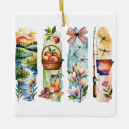 Ornamento De Cerâmica Personalized State Watercolor Christmas Ornament –