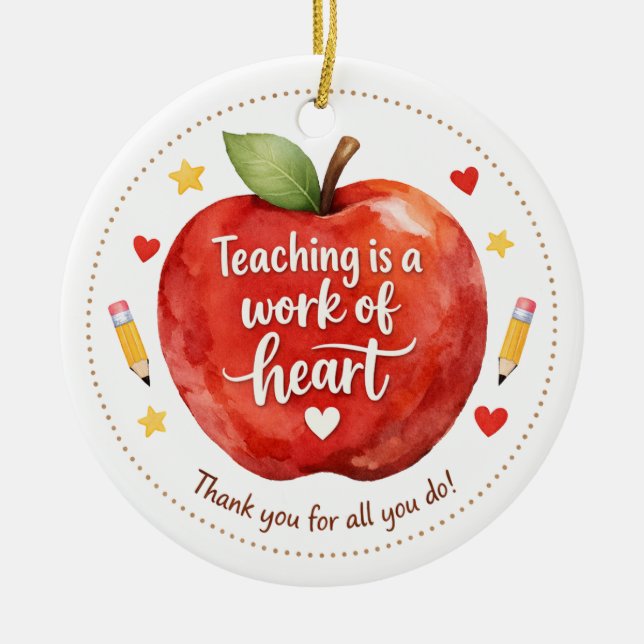 Ornamento De Cerâmica Personalized Teacher Appreciation Ornament (Frente)