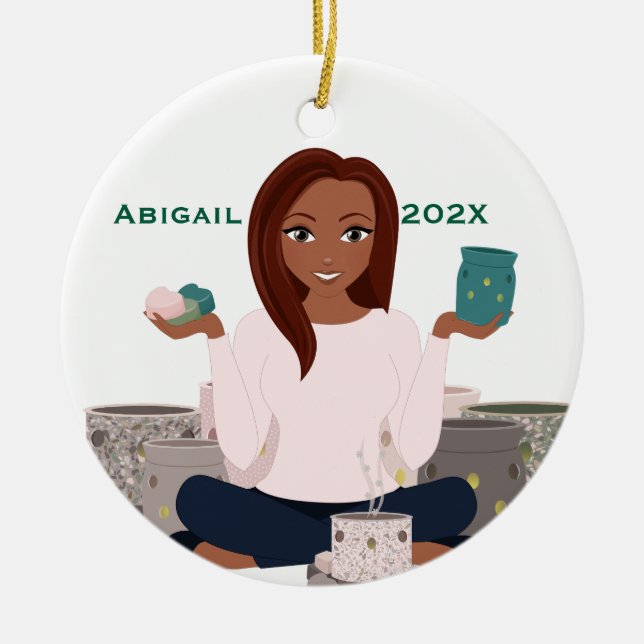 Ornamento De Cerâmica Personalized Wax Warmer Woman Ceramic Ornament (Frente)