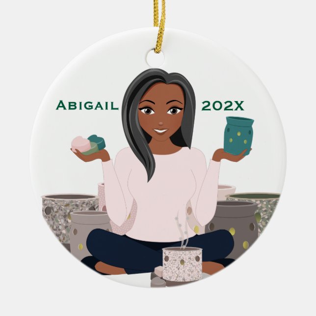 Ornamento De Cerâmica Personalized Wax Warmer Woman Ceramic Ornament (Frente)