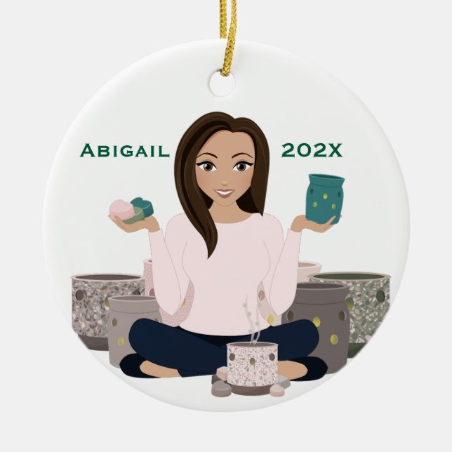 Ornamento De Cerâmica Personalized Wax Warmer Woman Ceramic Ornament (Frente)