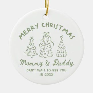 Ornamento De Cerâmica Personalized Whimsical Baby Announcement Ornament