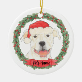 Ornamento De Cerâmica Personalized White Pitbull Staffy