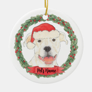 Ornamento De Cerâmica Personalized White Pitbull Staffy