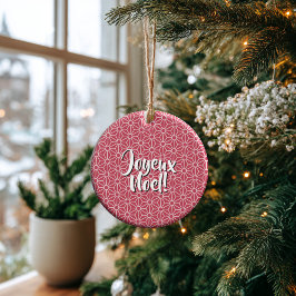 Ornamento De Cerâmica Personalized Winterberry Asanoha Joyeux Noel