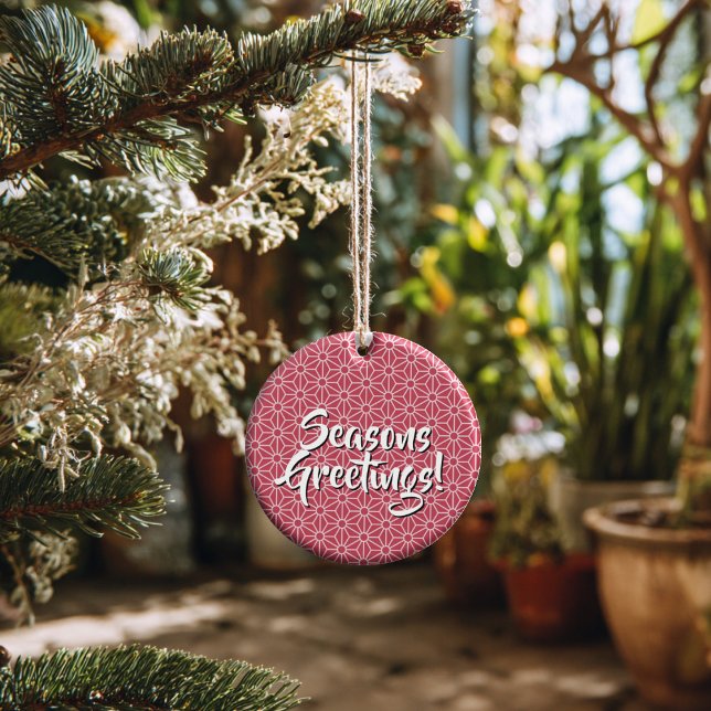 Ornamento De Cerâmica Personalized Winterberry Asanoha Seasons Greetings (Thoughtful Custom Gift Idea for Milestones, doubles as an ornament or a collectible gift tag.
)