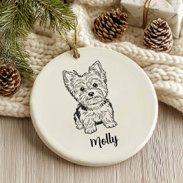 Ornamento De Cerâmica Personalized Yorkie Dog Christmas