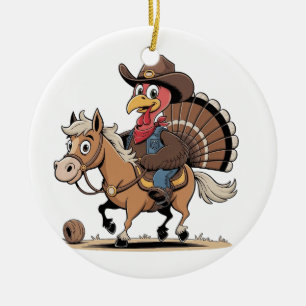 Ornamento De Cerâmica Peru Cooked Peru Dia de Ação de Graças Cowboy Cowg