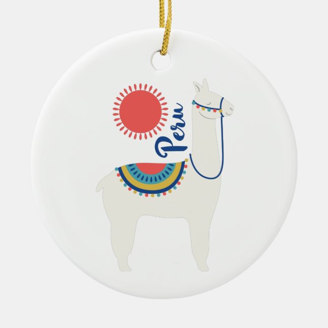 Ornamento De Cerâmica Peru Llama (Frente)