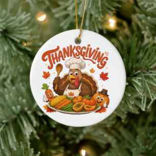 Ornamento De Cerâmica Peruí Alegre Chef Jantar de Ação de Graças